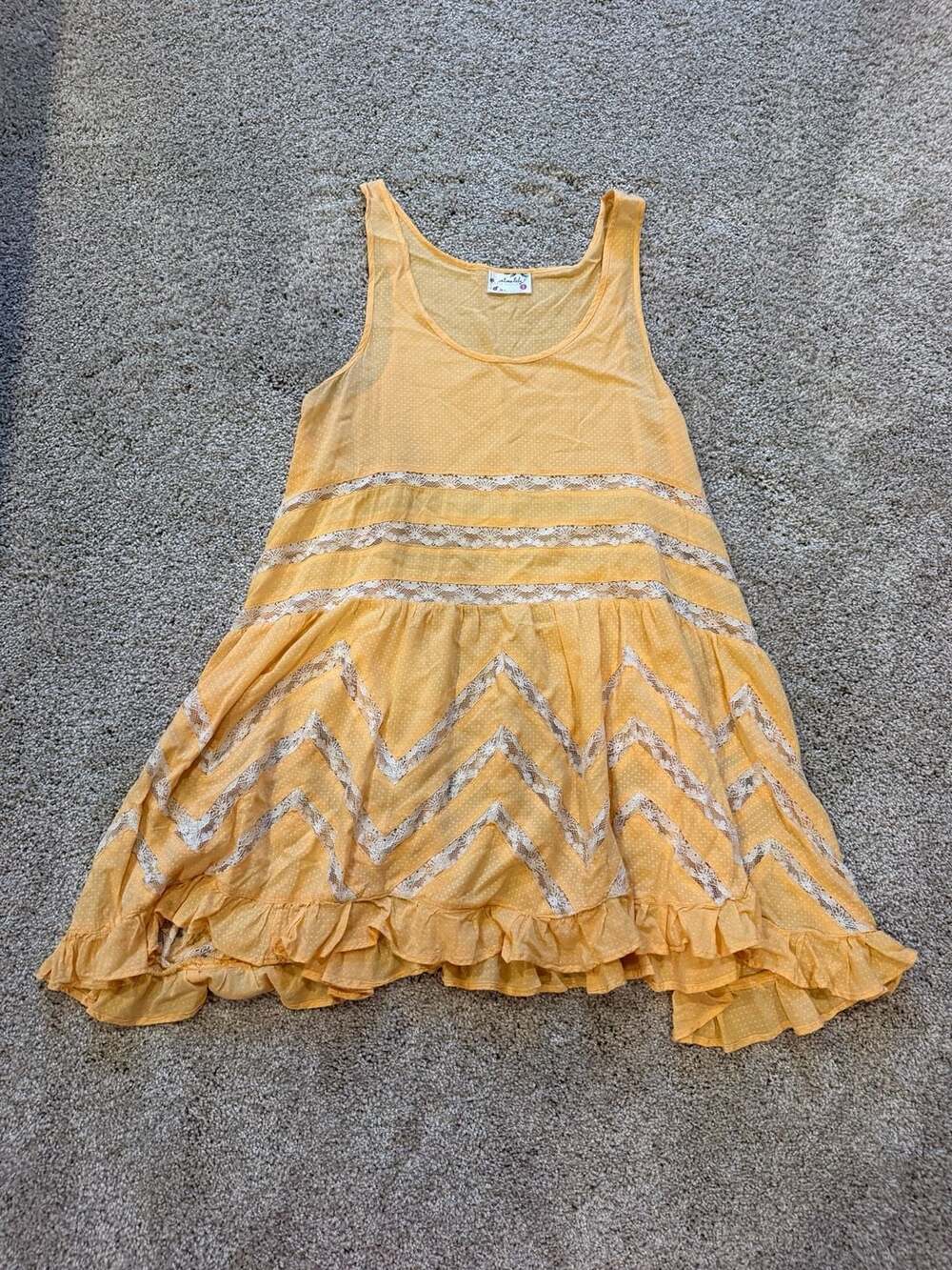 Intimately Free People Yellow Polka Dot Lace Trapeze Dress Size XS